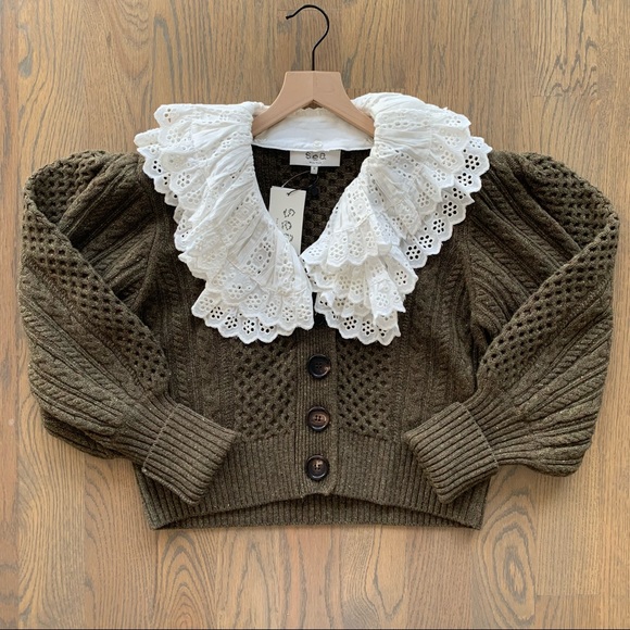 NWT Sea New York Melanie Cardigan in Army Green Size Small - Picture 4 of 11